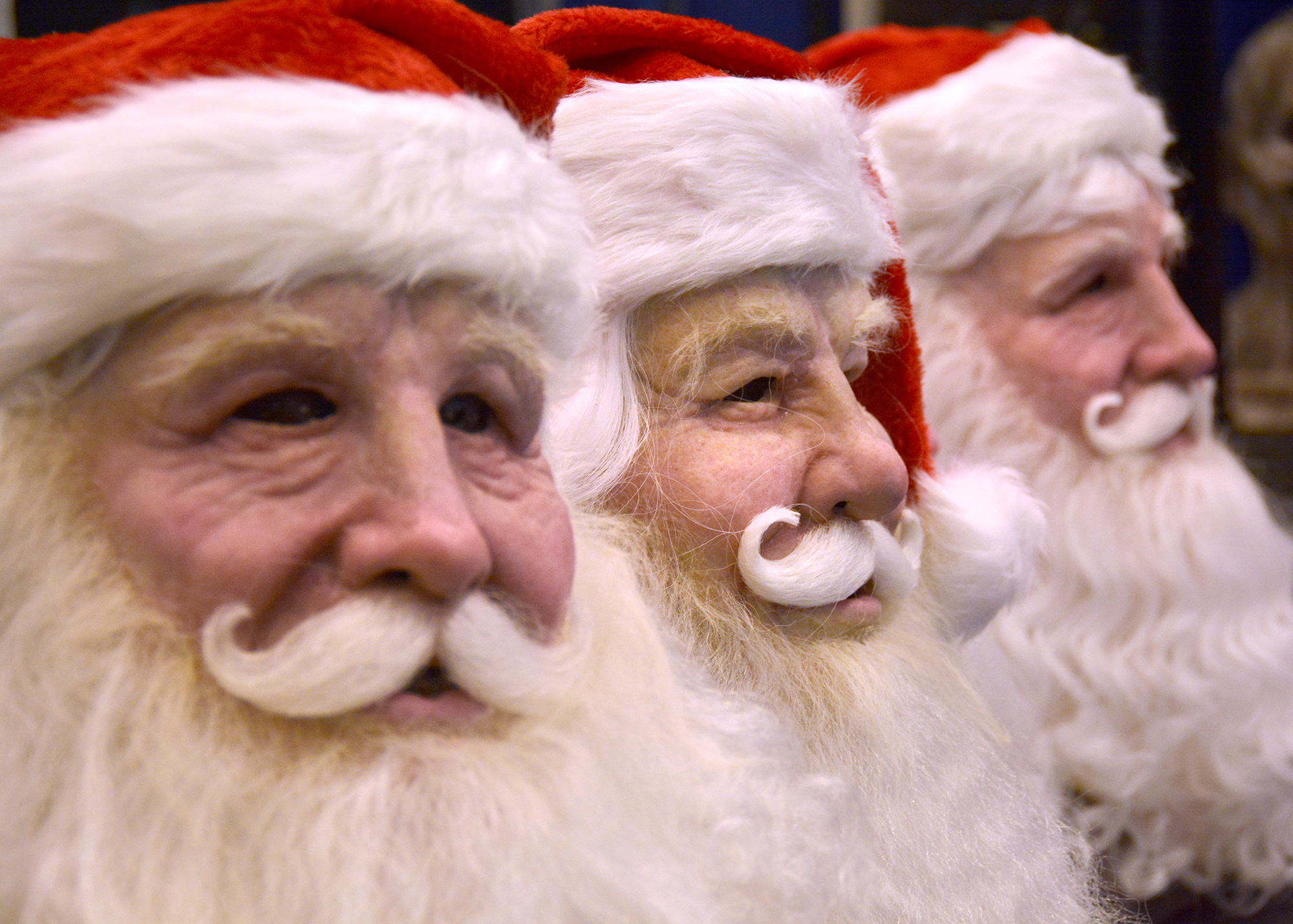 A selection of hyper-real Santa masks by Oneail FX Studios.